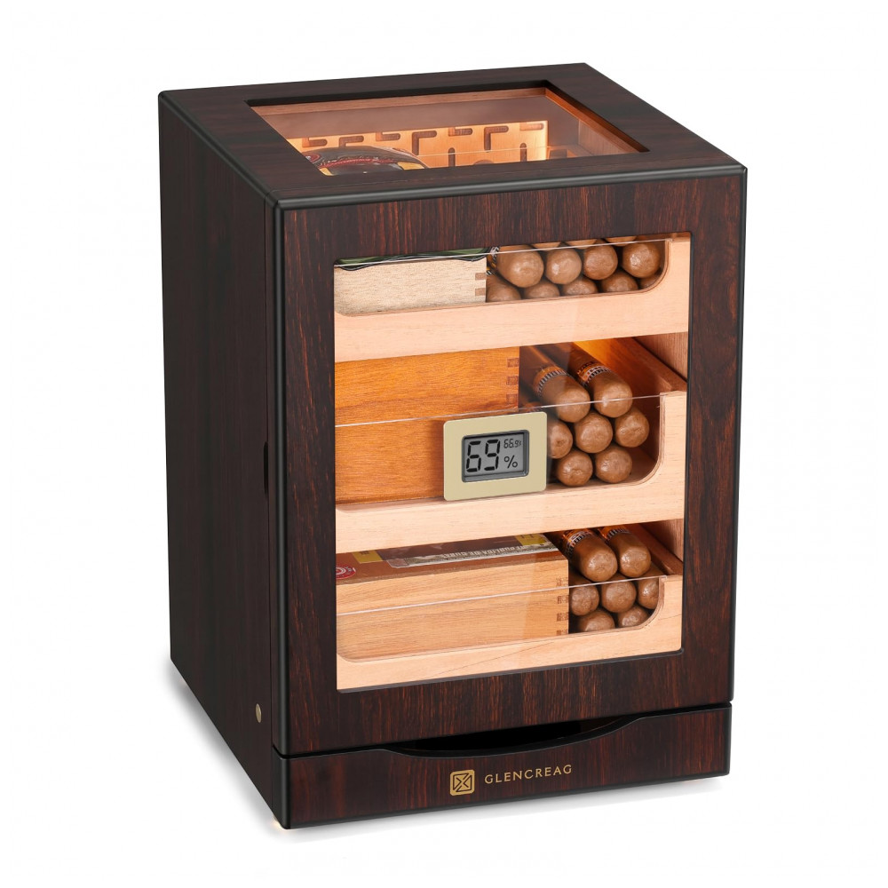 Gabinete Humidor Glencreag Marrom Avermelhado 150 Charutos LED 110V