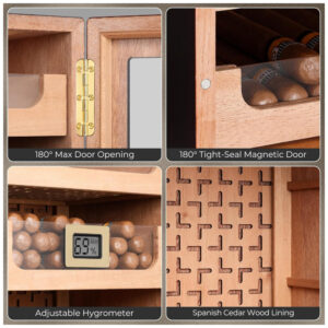Gabinete Humidor Glencreag Marrom Avermelhado 150 Charutos LED 110V