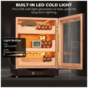 Gabinete Humidor Glencreag Marrom Avermelhado 150 Charutos LED 110V