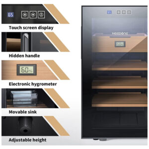 Humidor Eletrônico NEEDONE Preto Capacidade 350 Charutos Resfriamento e Aquecimento 48L