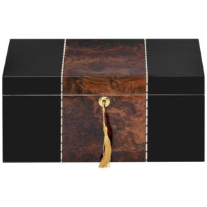 Humidor de Mesa Supreme Preto com Incrustações de Raiz de Nogueira para 45 80 Charutos