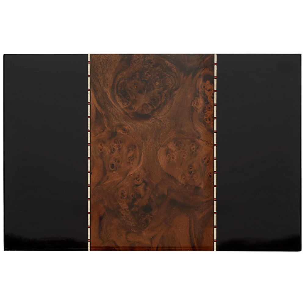 Humidor de Mesa Supreme Preto com Incrustações de Raiz de Nogueira para 45 80 Charutos