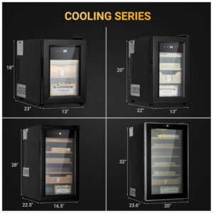 Humidor Elétrico MERXENG Preto 70L Controle Temperatura Prateleiras Cedro Espanhol 110V