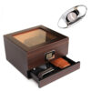 Humidor Case Elegance Renzo Madeira Tampa de Vidro com Sistema Hydro e Cortador Incluso
