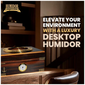 Humidor Gangway Humidor Supreme Divisória de Cedro Espanhol Higrômetro de Vidro Janela em Vigia Capacidade para 50 Charutos