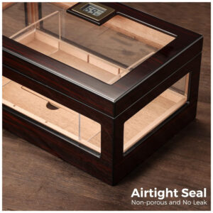 Humidor para Charutos Woodronic Cristal com Iluminação LED de 6 Cores e Higrômetro Digital 120 Unidades
