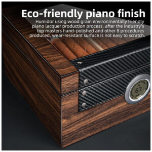 Humidor para Charutos Cigarol com Tampa de Vidro Madeira Cedro Espanhol Capacidade 70 75 Charutos