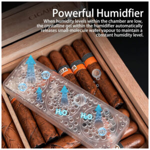 Humidor para Charutos Cigarol com Tampa de Vidro Madeira Cedro Espanhol Capacidade 70 75 Charutos