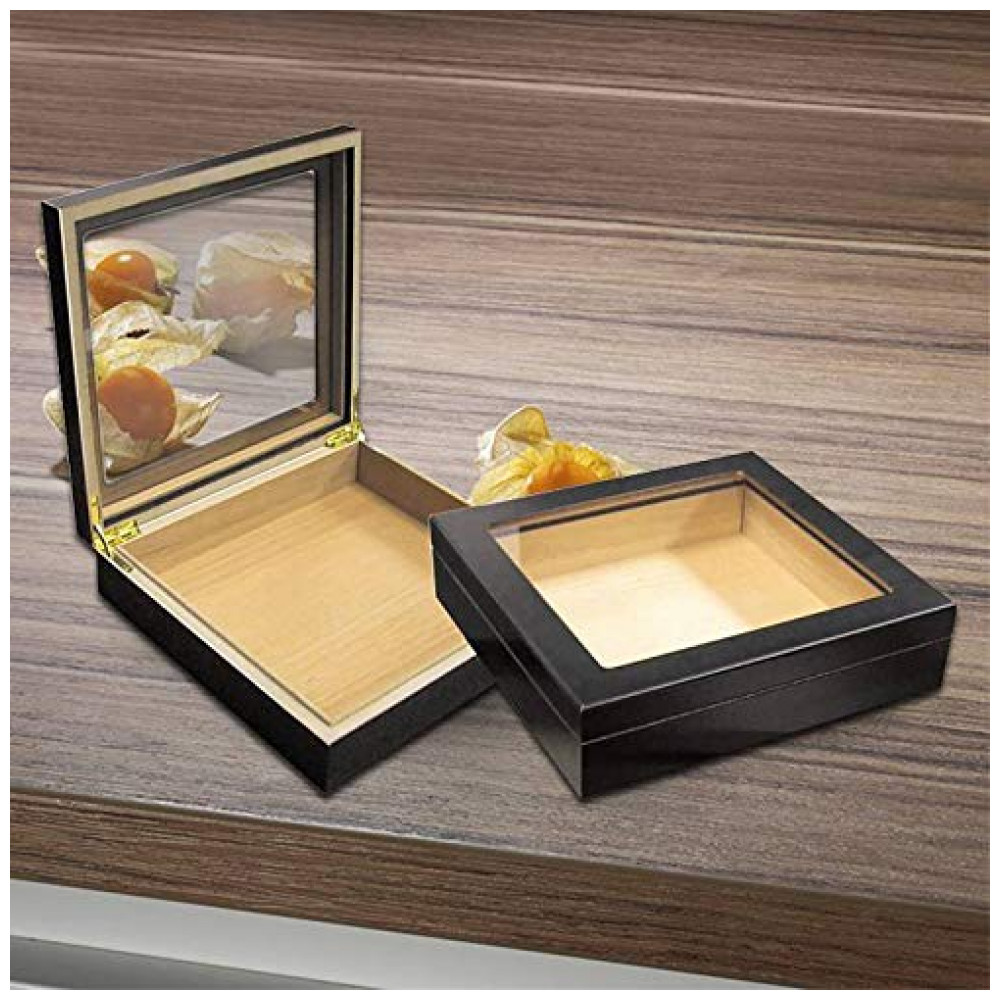 Humidor para Charutos Center Gifts Preto Personalizado Capacidade 20 Charutos Cedro Espanhol