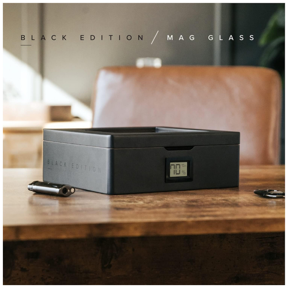 Humidor Case Elegance MAG Preto Fosco Capacidade 20 30 Charutos Vedação Magnética Higrômetro Digital