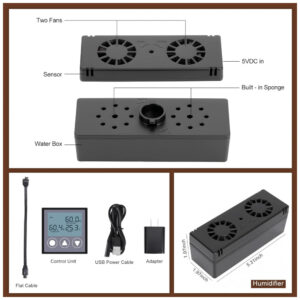 Humidificador Elétrico Ronfnea para Charutos com Display LCD e Controle de Umidade de 40 a 90