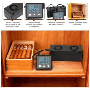 Humidificador Elétrico Ronfnea para Charutos com Display LCD e Controle de Umidade de 40 a 90