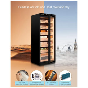 Gabinete Humidor Raching MON2800 Preto Controle Climático para Armazenamento de Charutos 320L