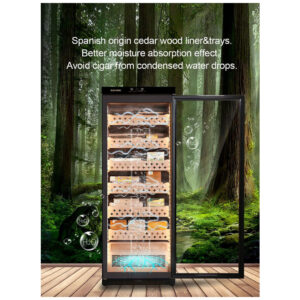 Gabinete Humidor Raching MON2800 Preto Controle Climático para Armazenamento de Charutos 320L