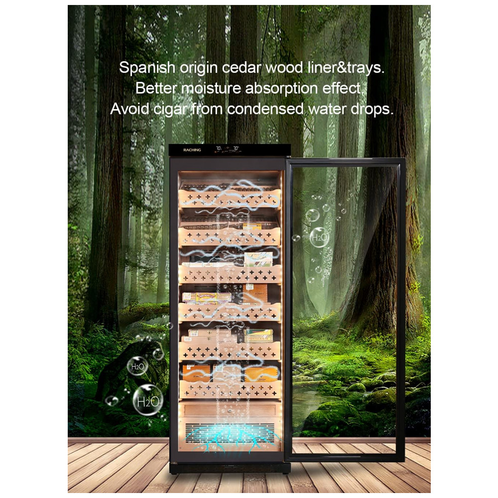 Gabinete Humidor Raching MON2800 Preto Controle Climático para Armazenamento de Charutos 320L