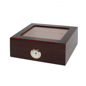 Humidor Desktop Quality Importers Capri Marrom com Tampa de Vidro e Cedro Espanhol 25 50 Charutos
