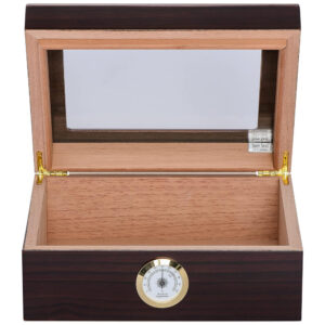 Humidor Desktop Quality Importers Capri Marrom com Tampa de Vidro e Cedro Espanhol 25 50 Charutos