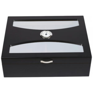 Humidor de Charutos Prestige Import Group Delano Preto Tampa de Vidro UV Capacidade 100 Charutos