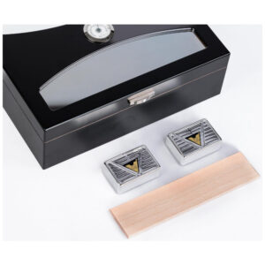 Humidor de Charutos Prestige Import Group Delano Preto Tampa de Vidro UV Capacidade 100 Charutos