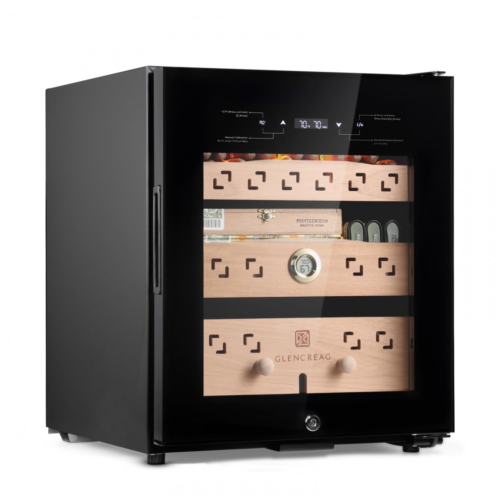 Humidor Elétrico para Charutos GLENCREAG CM50D 50L Compressor Circulação 360 Remoção de Amônia Voltagem Não Informada