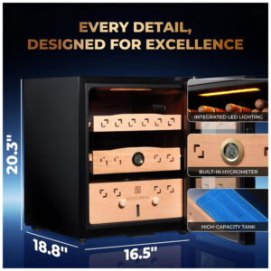 Humidor Elétrico para Charutos GLENCREAG CM50D 50L Compressor Circulação 360 Remoção de Amônia Voltagem Não Informada