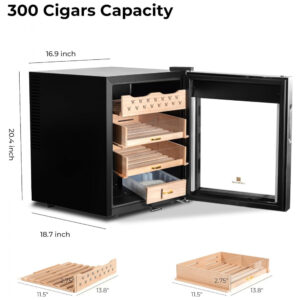 Humidor Elétrico para Charutos Woodronic WA E Humidor 300 Charutos 50L Cedro Espanhol Voltagem Não Informada