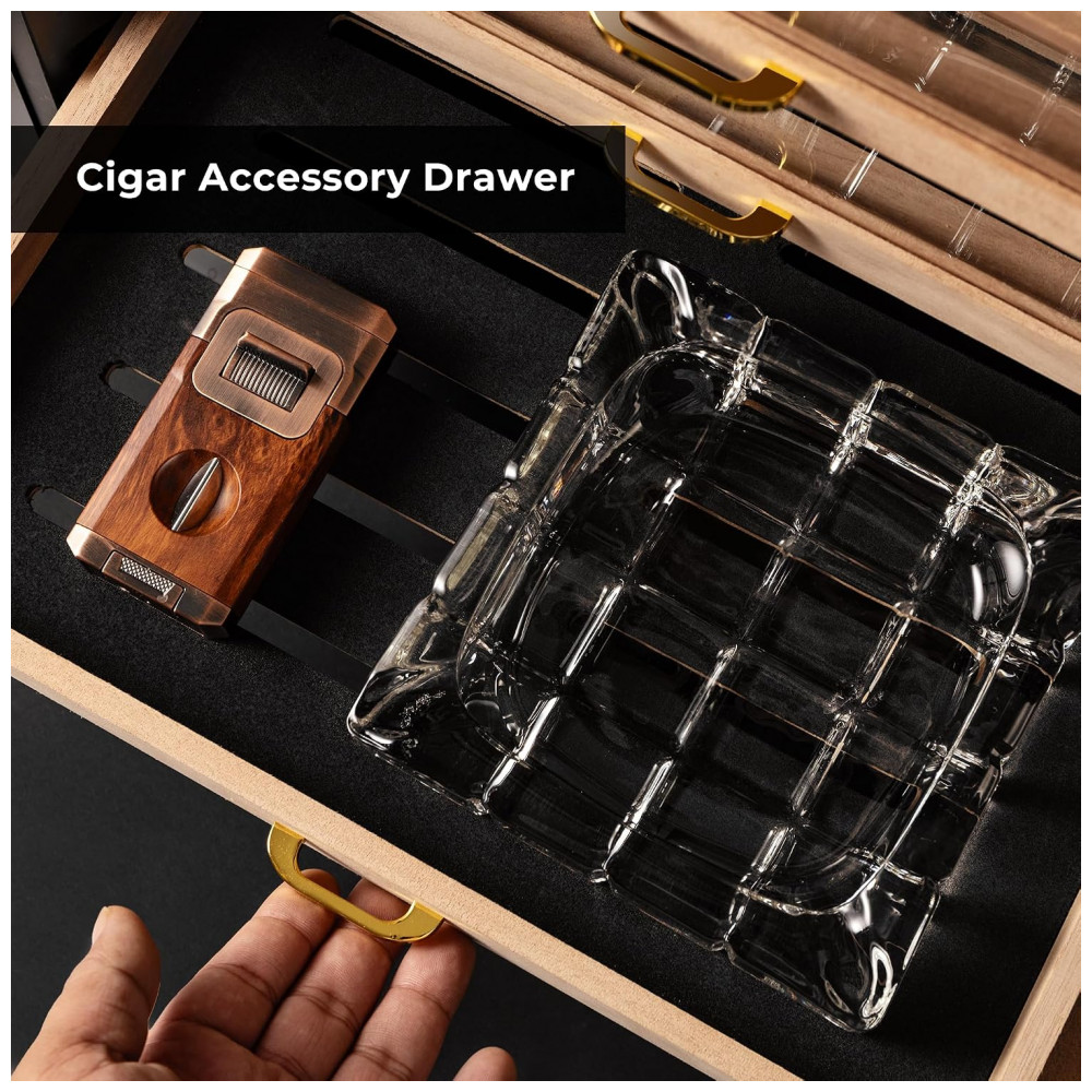 Humidor Elétrico Woodronic WA E Humidor para 400 Charutos 70L Controle de Temperatura e Umidade Prata