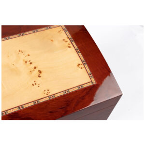 Humidor para Charutos Prestige Import Group Madeira Burl Lacado com Incrustação Mappa até 150 Charutos
