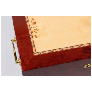 Humidor para Charutos Prestige Import Group Madeira Burl Lacado com Incrustação Mappa até 150 Charutos