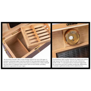 Humidor para Charutos Prestige Import Group Madeira Burl Lacado com Incrustação Mappa até 150 Charutos