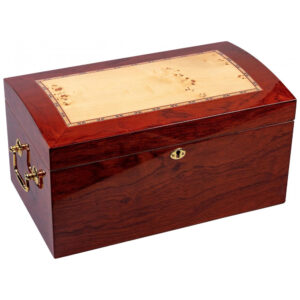 Humidor para Charutos Prestige Import Group Madeira Burl Lacado com Incrustação Mappa até 150 Charutos