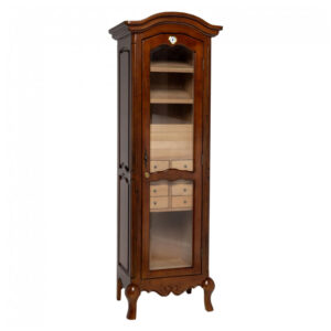 Humidor Armário Quality Importers Humidor Supreme Antique Tower 3000 Charutos Porta de Vidro Cedro Espanhol 183 cm