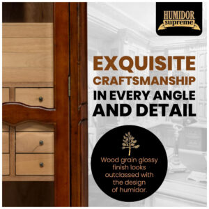 Humidor Armário Quality Importers Humidor Supreme Antique Tower 3000 Charutos Porta de Vidro Cedro Espanhol 183 cm
