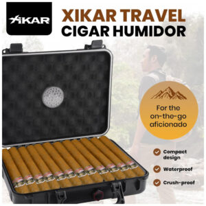 Humidor de Viagem Xikar Preto Resistente à Água com Vedação Hermética para 20 Charutos