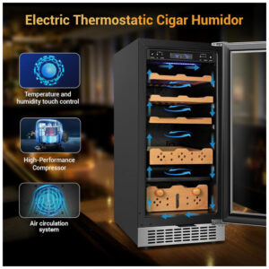 Humidor Elétrico Velieta Aço Inoxidável Controle Digital Temperatura 115V