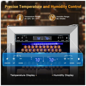 Humidor Elétrico Velieta Aço Inoxidável Controle Digital Temperatura 115V
