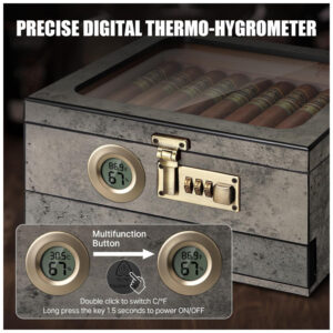 Umidor Digital Tesonway para 20 45 Charutos Controle Preciso de Umidade e Temperatura