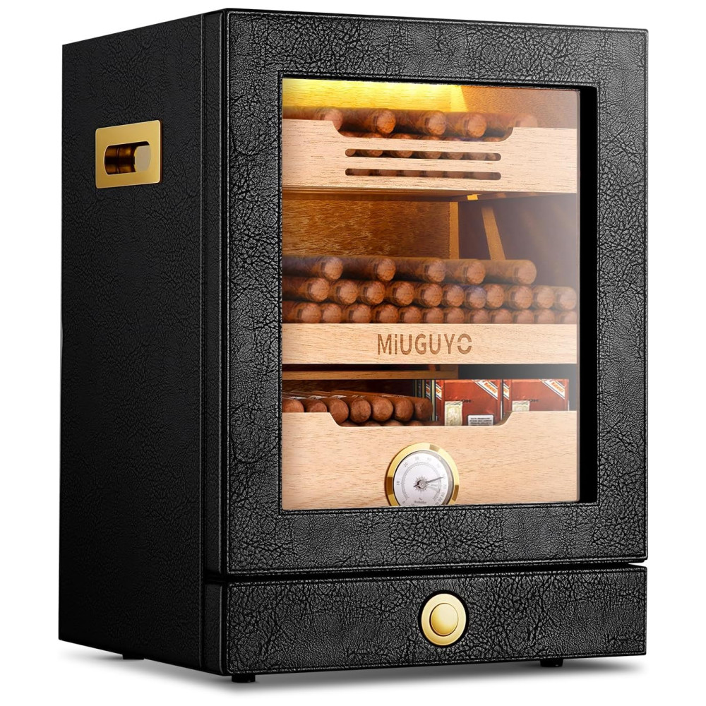 Umidor de Charutos 21 Litros Controle Umidade e Temperatura, Gavetas Cedro Espanhol, Presente Ideal para Amantes de Charutos,MIUGUYO