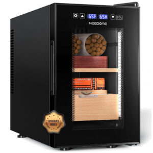 Humidor Elétrico NEEDONE 16L Preto Sistema Controle Inteligente Madeira Cedro Espanhol 110V