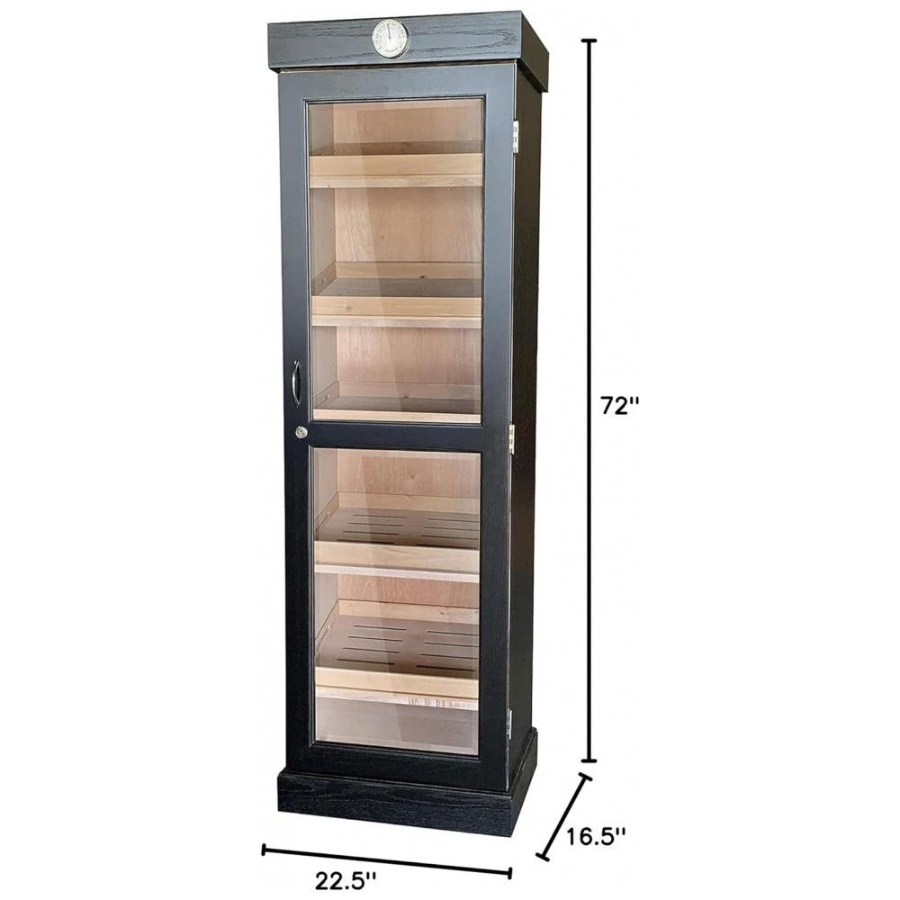 Humidor Torre Humidor Supreme Preto com Prateleiras Ajustáveis Capacidade 3000 Charutos