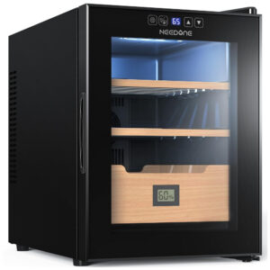 Humidor Elétrico NEEDONE 280 Charutos Preto Controle Temperatura Aquecimento e Resfriamento 120V
