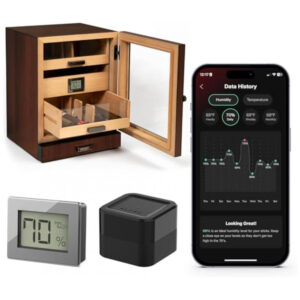 Umidificador de Charutos CASE ELEGANCE Luca com Cedro para 80 a 100 Charutos e Higrômetro Digital
