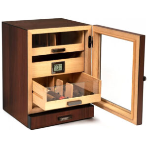 Umidificador de Charutos CASE ELEGANCE Luca com Cedro para 80 a 100 Charutos e Higrômetro Digital