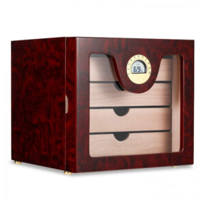 Humidor Woodronic Mogno 50 100 Charutos Com Umidificador Gel e Higrômetro Digital