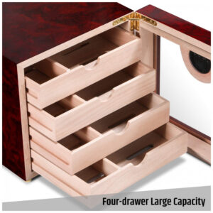 Humidor Woodronic Mogno 50 100 Charutos Com Umidificador Gel e Higrômetro Digital