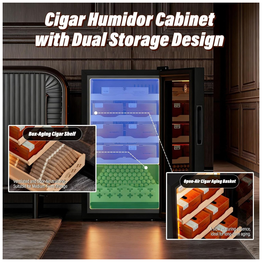 Humidor Elétrico PRECISTECH 32L Compacto com Controle Digital de Temperatura e Umidade 110V