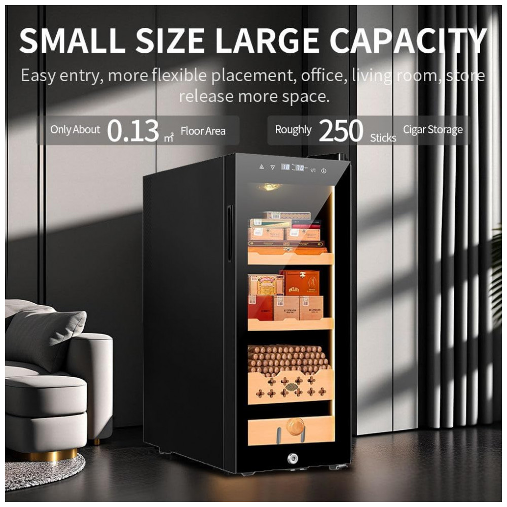Climatizador de Charutos Elétrico PPOIUYK 35L Preto Cedro Espanhol 110V