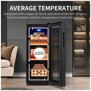 Climatizador de Charutos Elétrico PPOIUYK 35L Preto Cedro Espanhol 110V