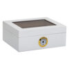 Humidor Capri Quality Importers Branco Tampa Vidro Temperado Higrômetro Brass 25 50 Charutos