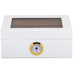 Humidor Capri Quality Importers Branco Tampa Vidro Temperado Higrômetro Brass 25 50 Charutos